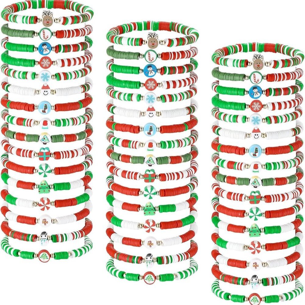 48 Pcs Friendship Bracelets Bulk Colorful Adjustable Kids Bracelets Stretch Clay